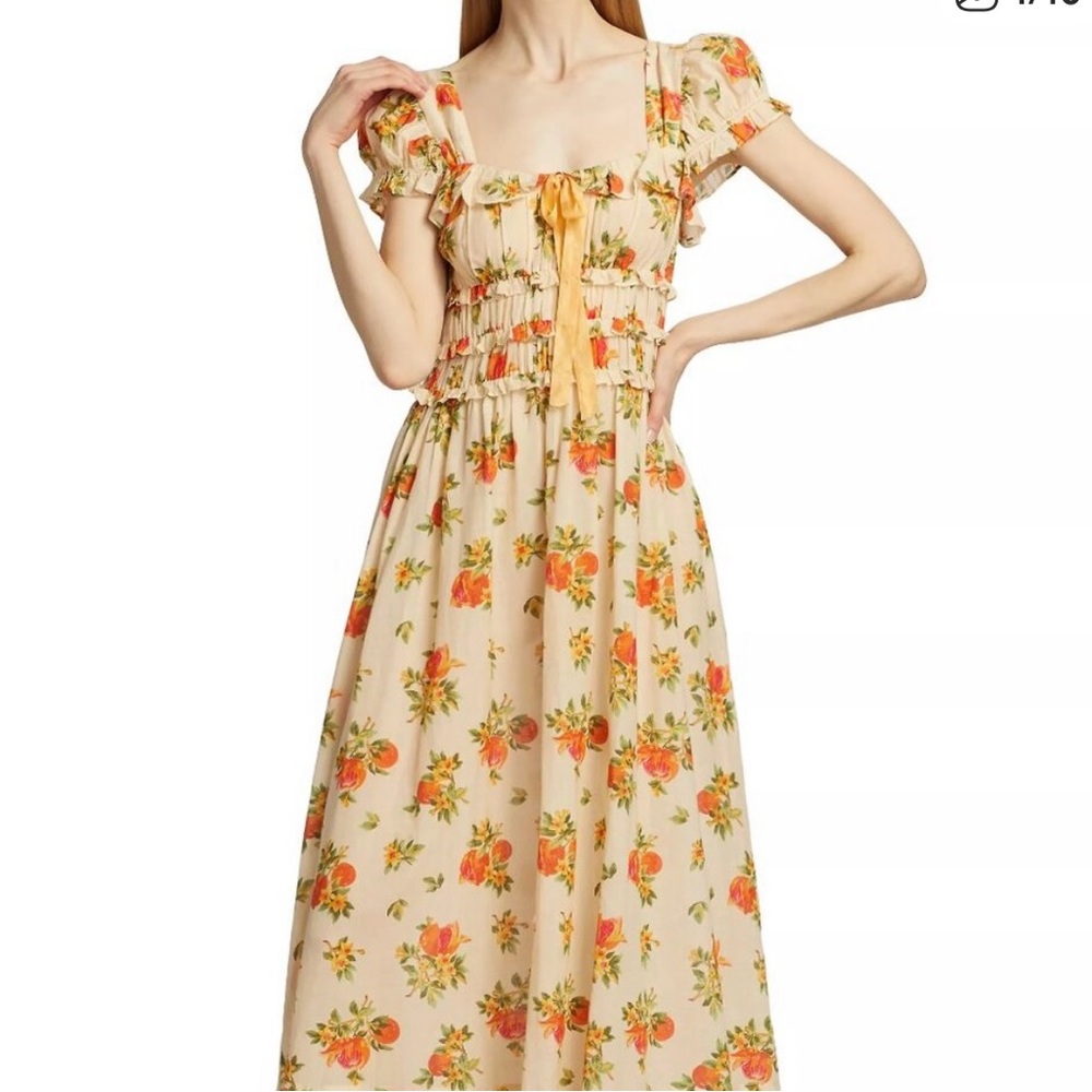 CYBER MONDAY DEAL Dôen Clarinet Floral Self Tie Midi Dress Orangerie Floral